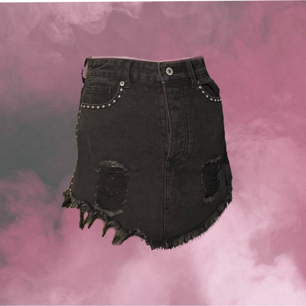 Forever 21 grunge black denim skirt